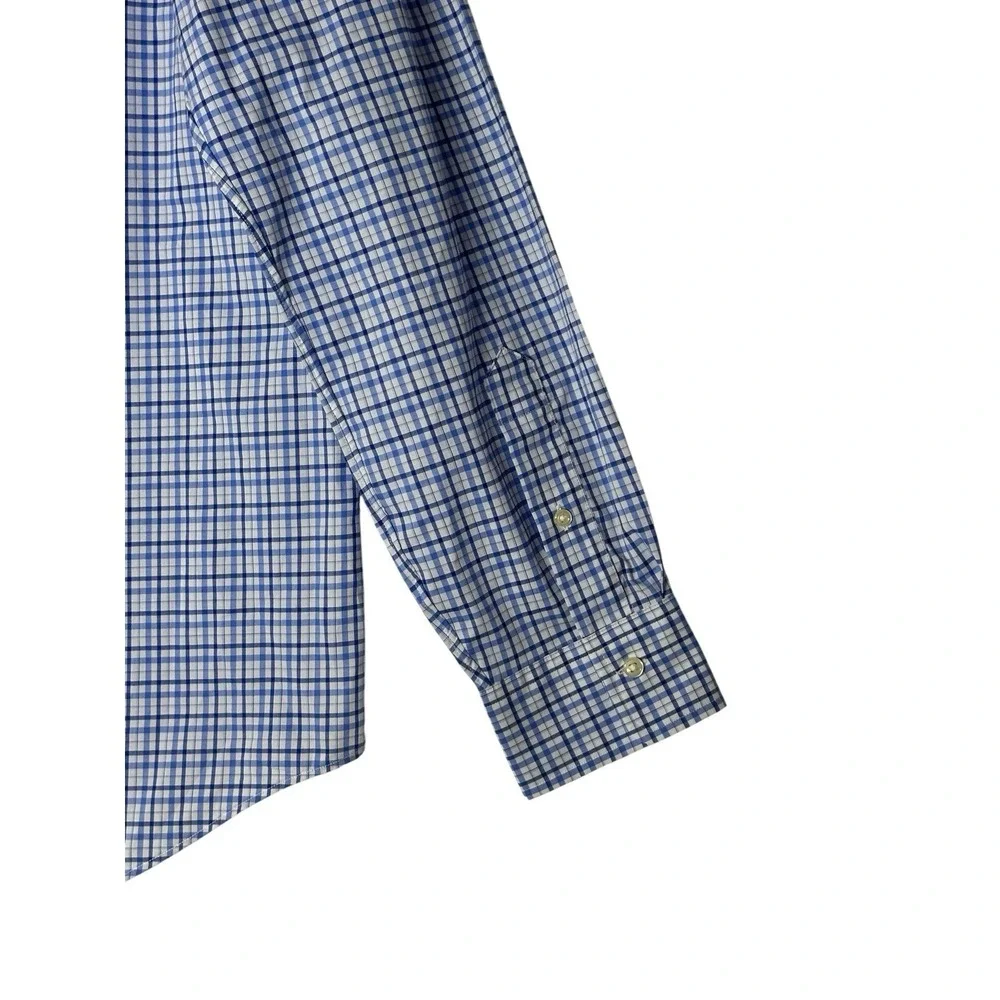 Polo Ralph Lauren Shirt Mens Large L Blue‎ Plaid Long Sleeve Cotton Pony